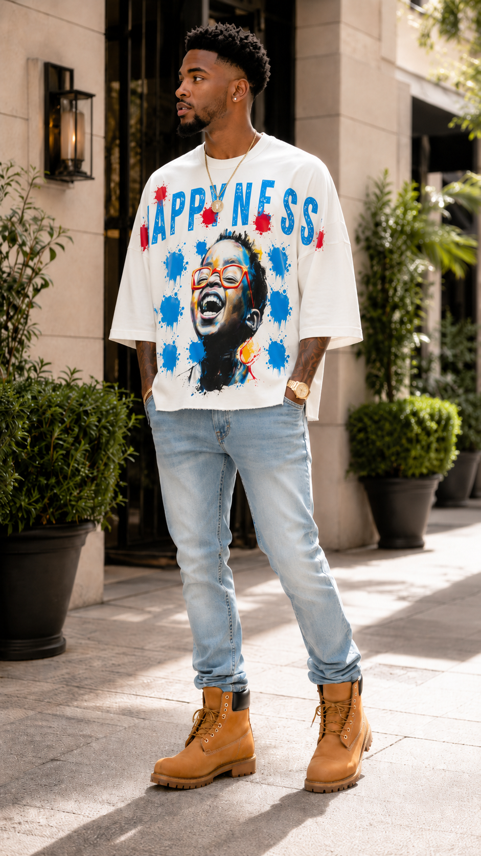 Happiness Oversized Graphic Tee